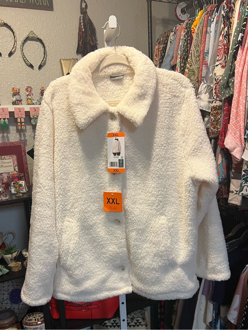 Sherpa Teddy Jacket in Cream Color